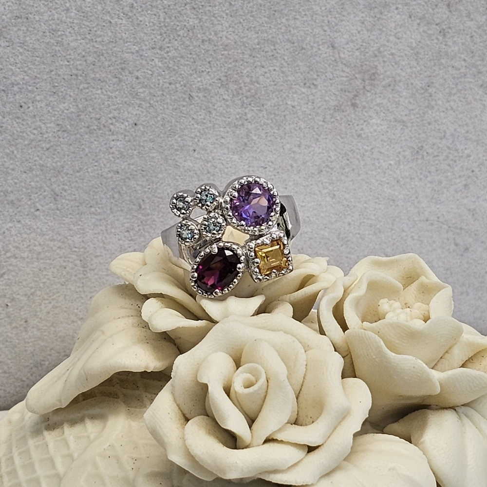 SET! Blown Glass Necklace with 925 Silver Cuff and 925 Ring Size 7 - Picture 9 of 16